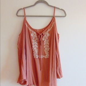 Open Shoulder Embroidered Blouse
